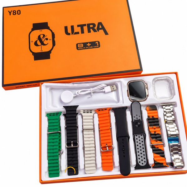 Y80 Ultra Smart Watch 8+1 Kit with Protective Cover